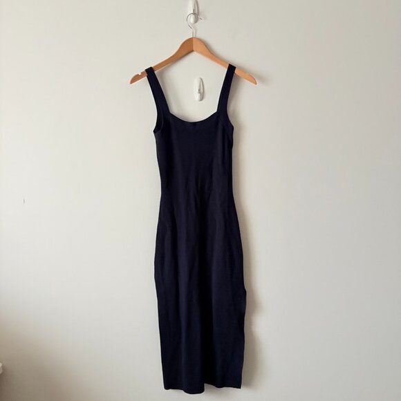 Aritzia Babaton Chase Knit Midi Dress Dark Navy Blue Size Small - Picture 5 of 10